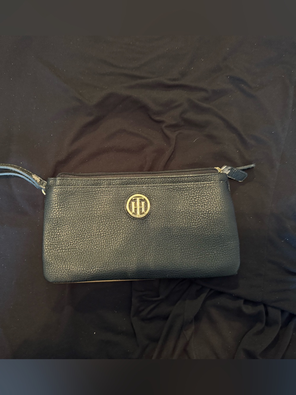 Tommy Hilfiger Black faux Leather Double Wristlet Wallet
